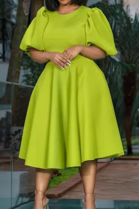 Chic Green Midi A-Line Dress