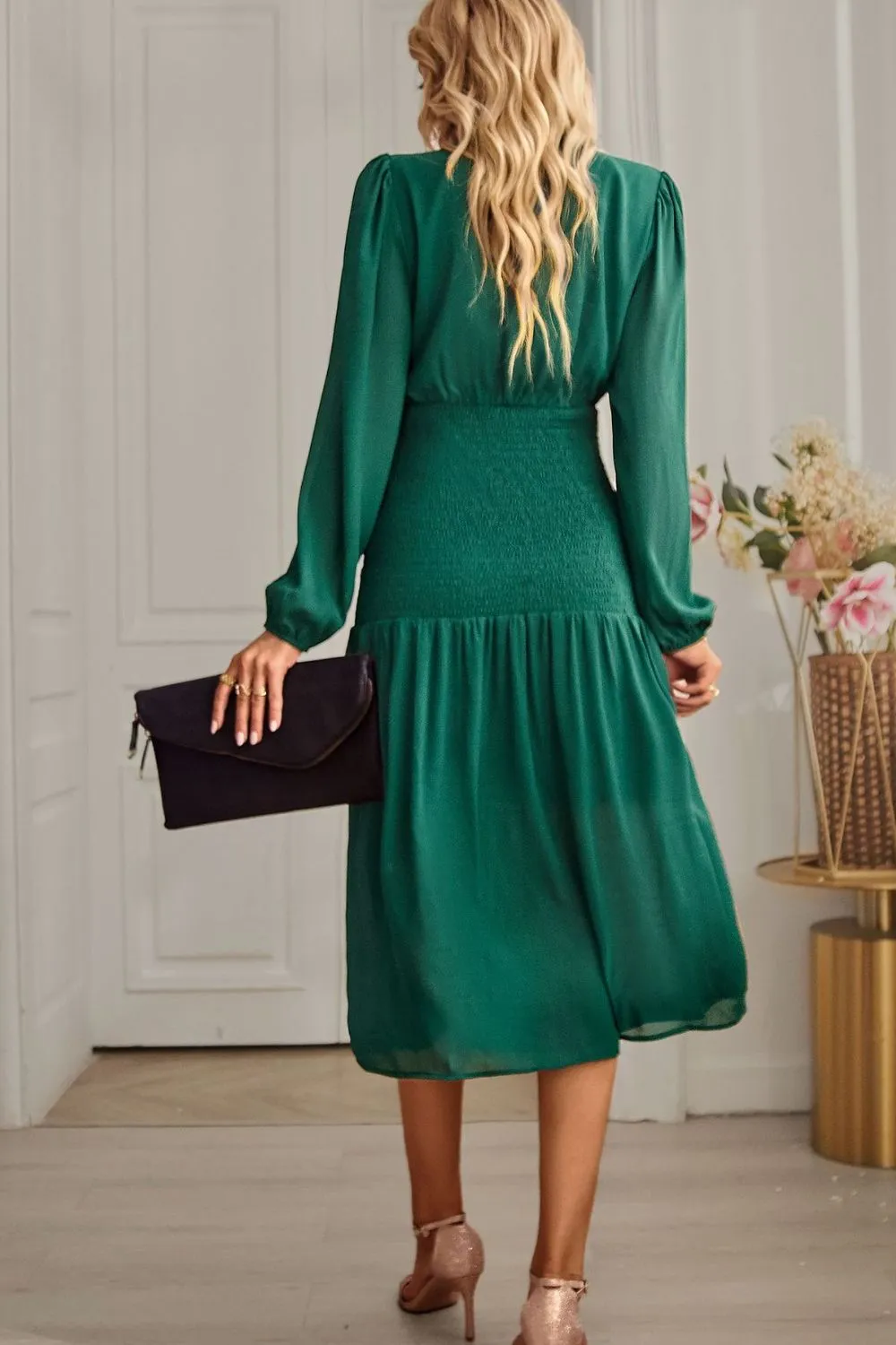 Chic Mock Neck Midi Dress