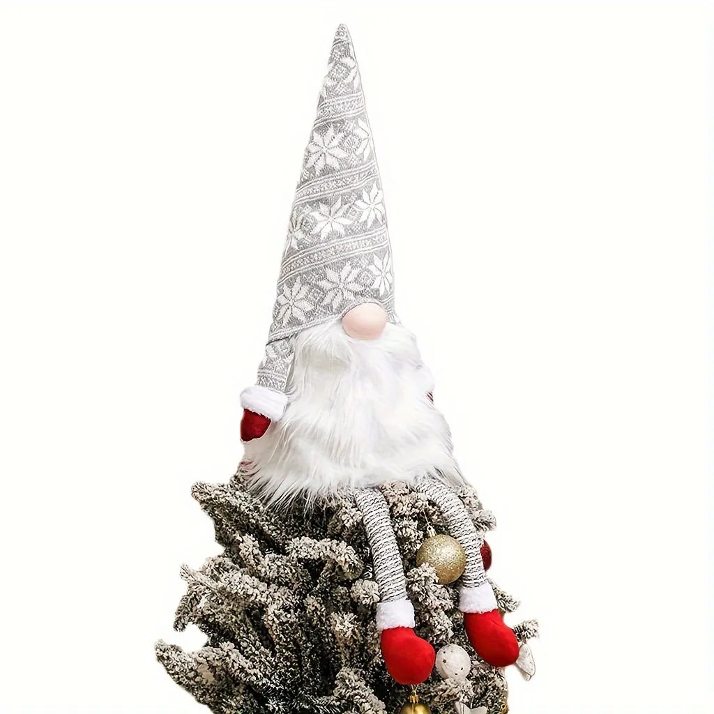 Christmas Gnome Tree Topper Decoration Set - Fabric Holiday Figurines for Christmas, Halloween, Thanksgiving, New Year - Festive Plush Gnome Ornaments, No Electricity or Battery Needed, Multi-Holiday Decor Pack