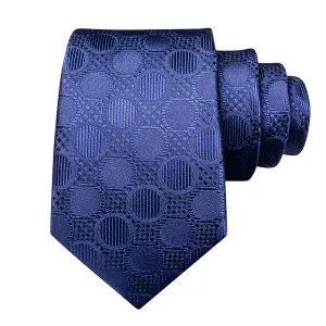 Classy Men Navy Blue Circle Silk Tie