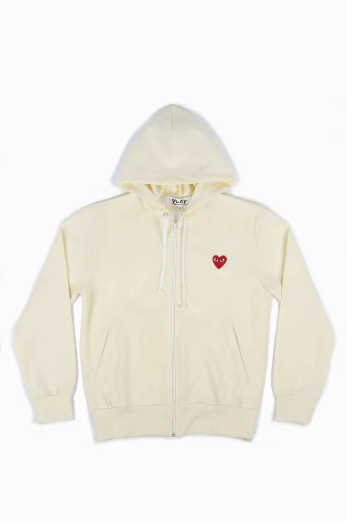 COMME DES GARCONS PLAY ZIP UP HOODIE IVORY