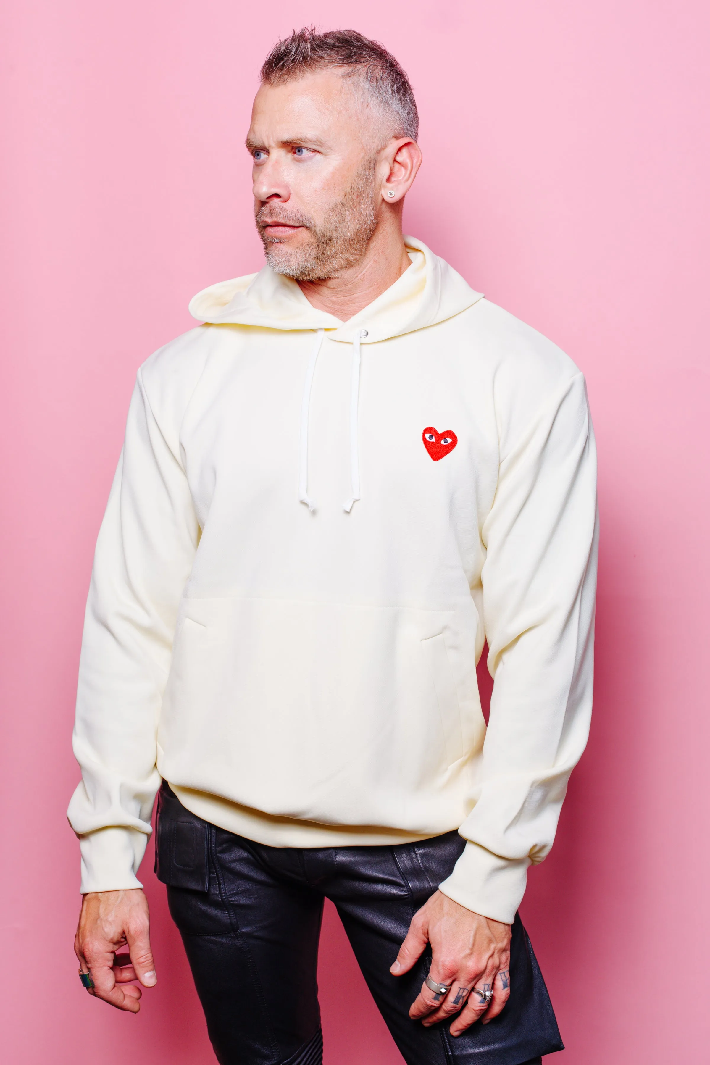 Comme des Garçons Play Sweatshirt Red Love Sports hoodie - Ivory