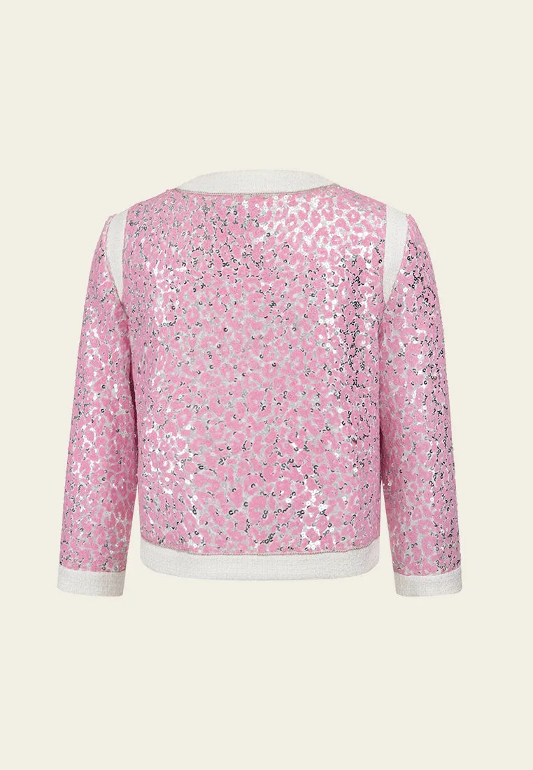 Contrasting-trim Sequined Jacket