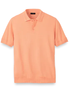 Cotton Three Button Polo - Coral