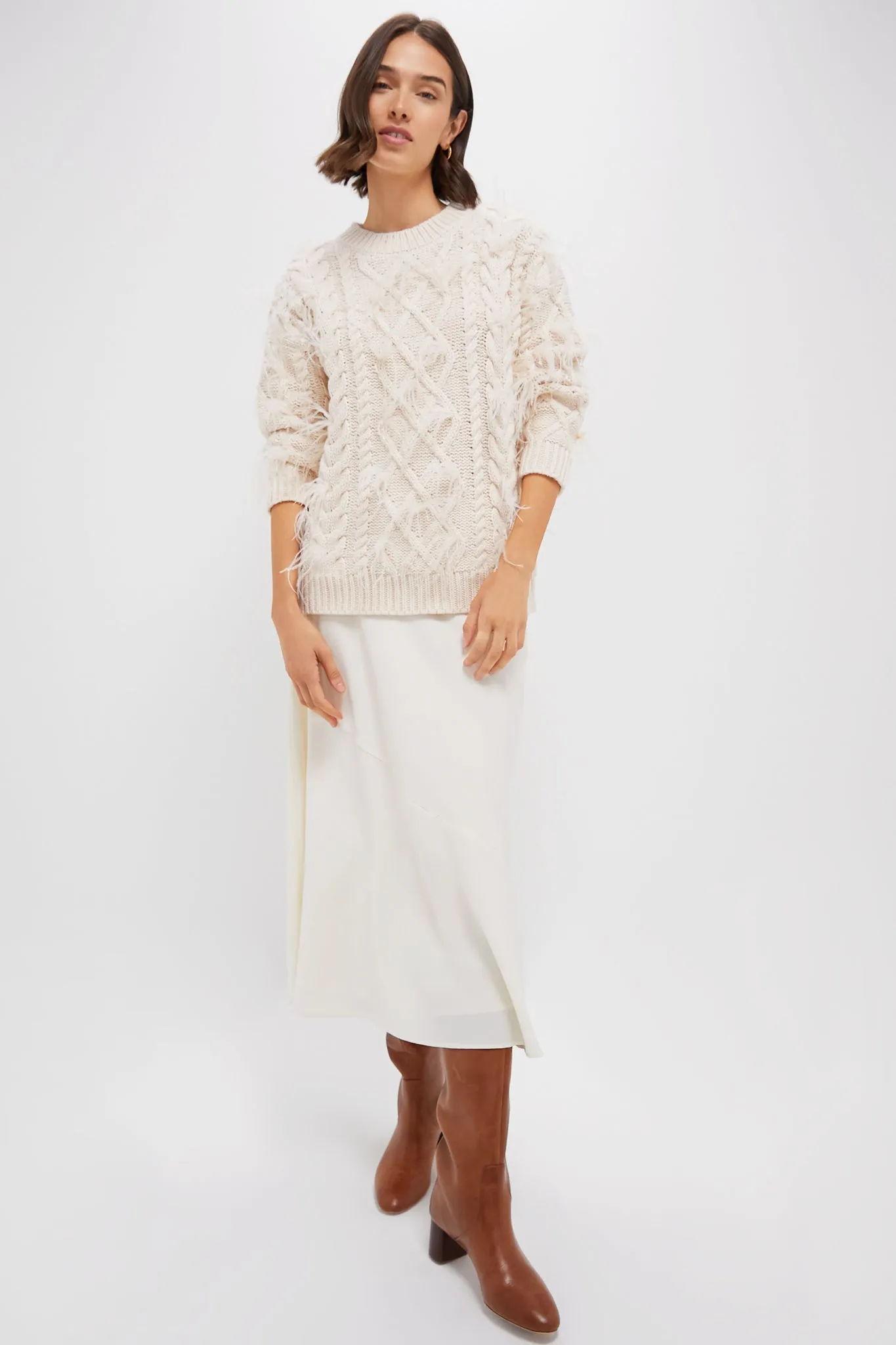 Cream Talulah Feather Sweater