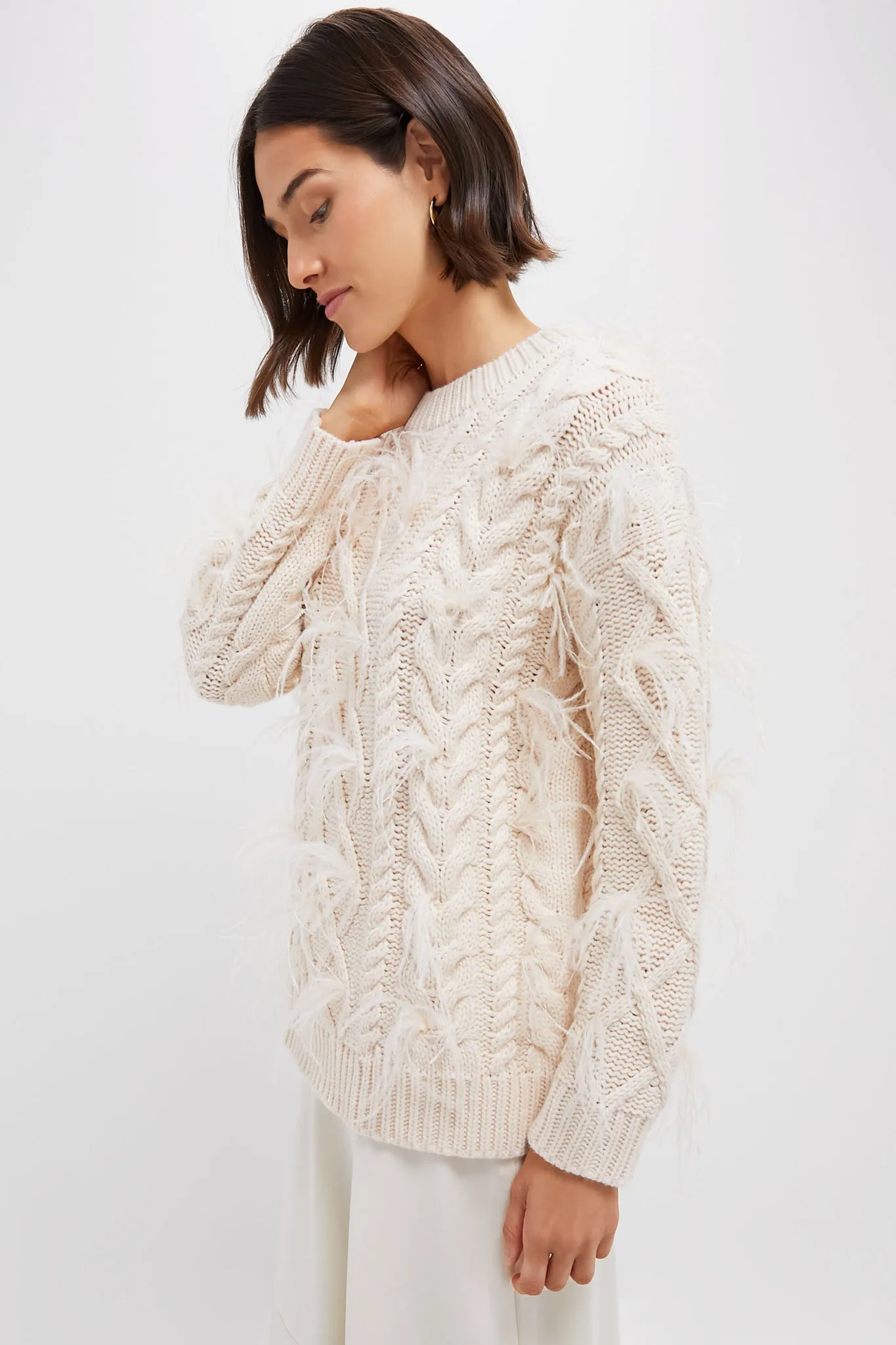 Cream Talulah Feather Sweater