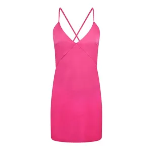 Cross Back Camisole Night Dress- Fuchsia