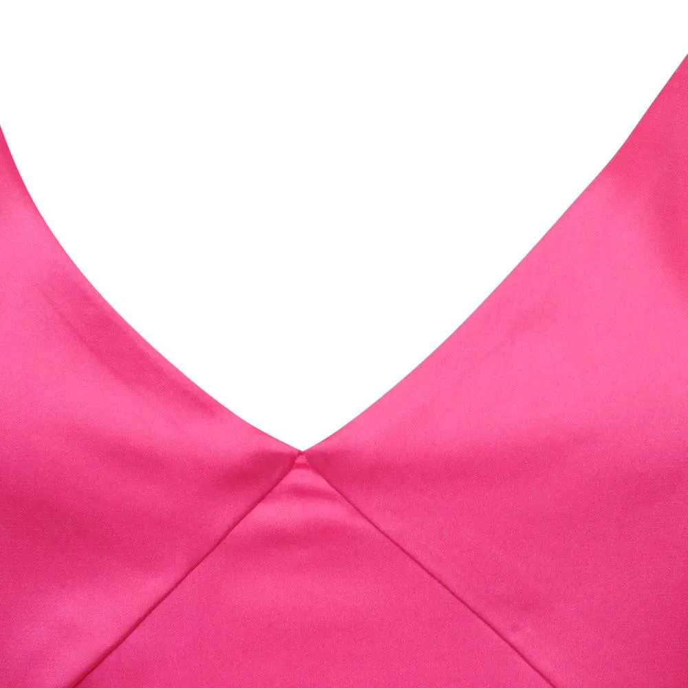 Cross Back Camisole Night Dress- Fuchsia