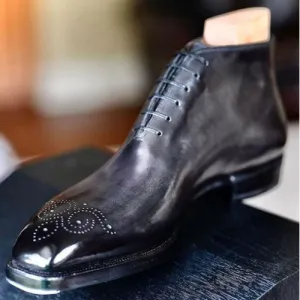 Custom-Made Boots Goodyear Welted Boot Handmade Boots Handcrafted Genuine Leather Boots chukka Boots Lace Up Vintage Formal Dress Mens Boots