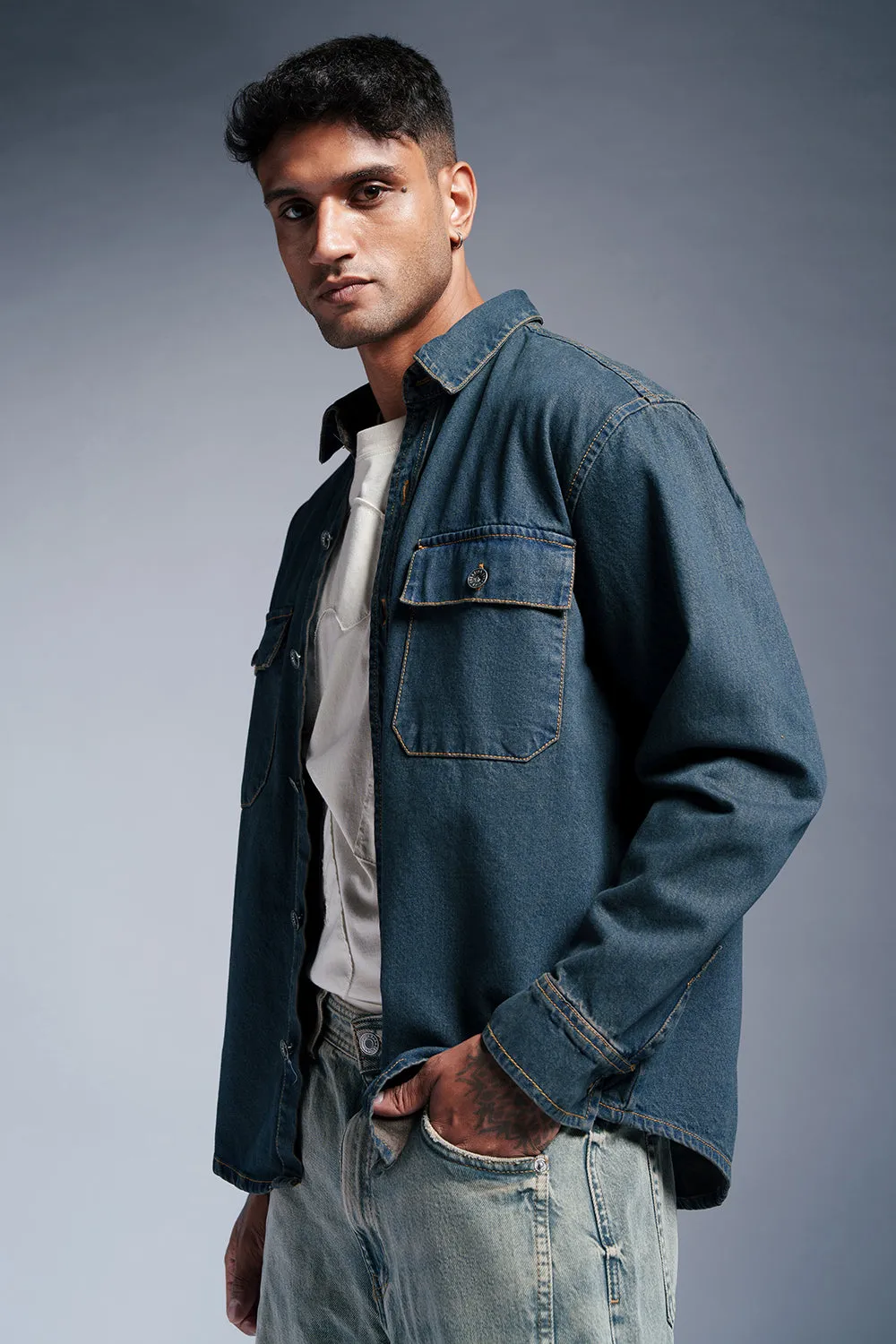 Cyber Blue Men's Denim Jacket