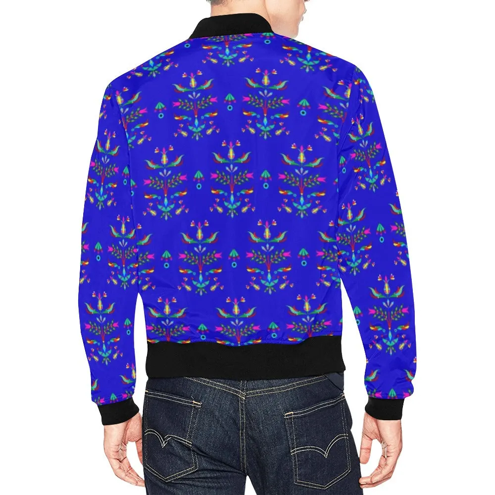 Dakota Damask Blue All Over Print Bomber Jacket for Men