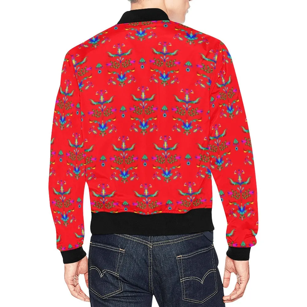 Dakota Damask Red All Over Print Bomber Jacket for Men