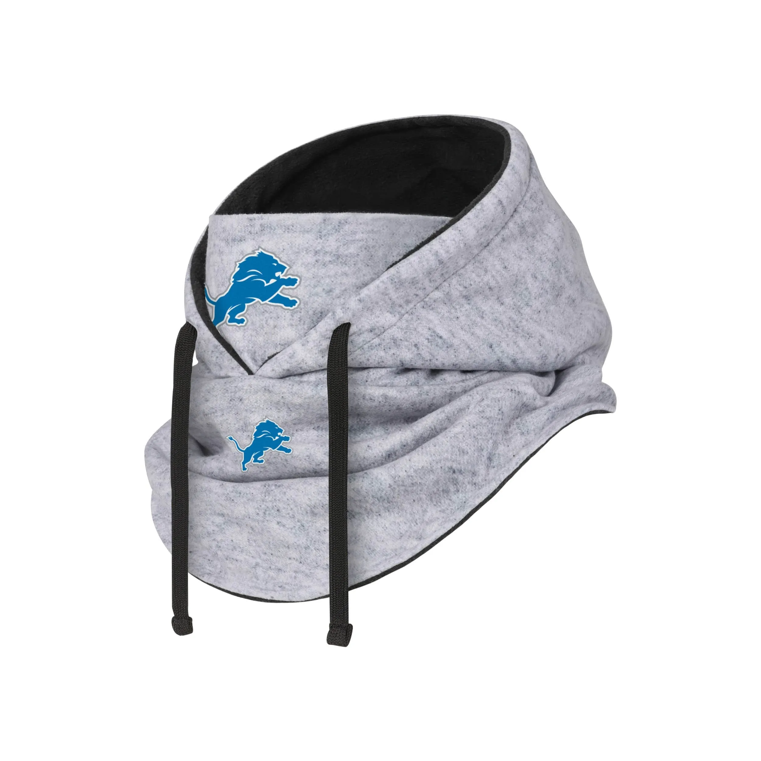 Detroit Lions NFL Heather Gray Drawstring Hooded Gaiter Scarf