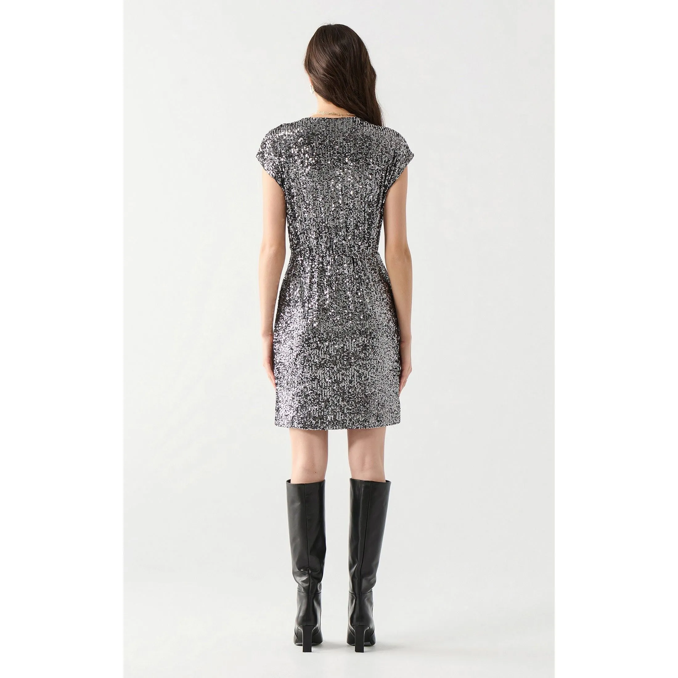 Dex Cap Sleeve Sequin Wrap Dress