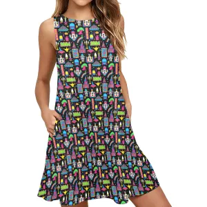 Disney 2024 Dark Sleeveless A-Line Pocket Dress