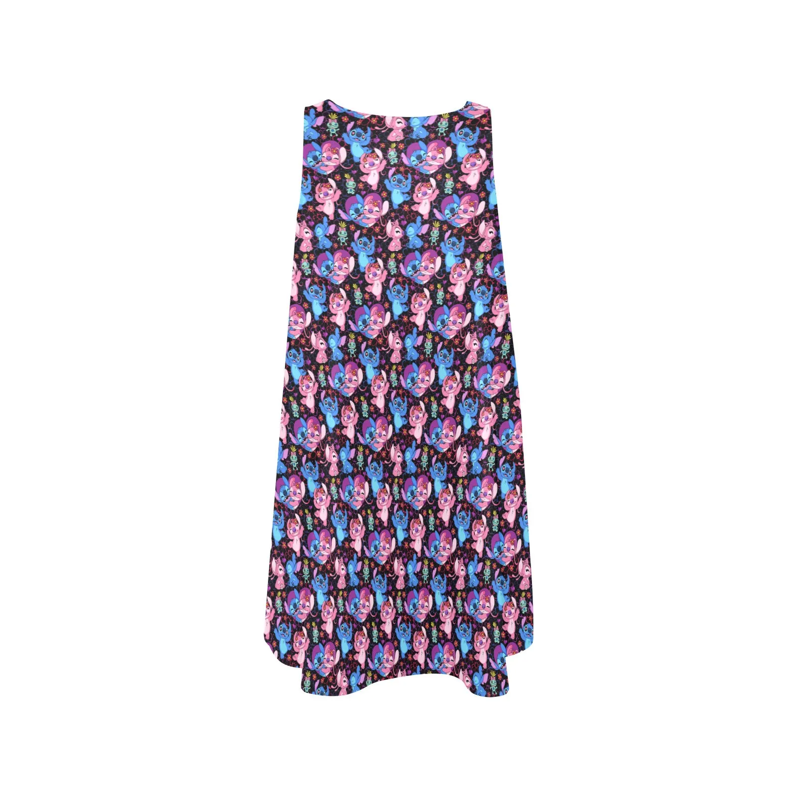 Disney Lilo And Stitch Angel Besties Sleeveless A-Line Pocket Dress