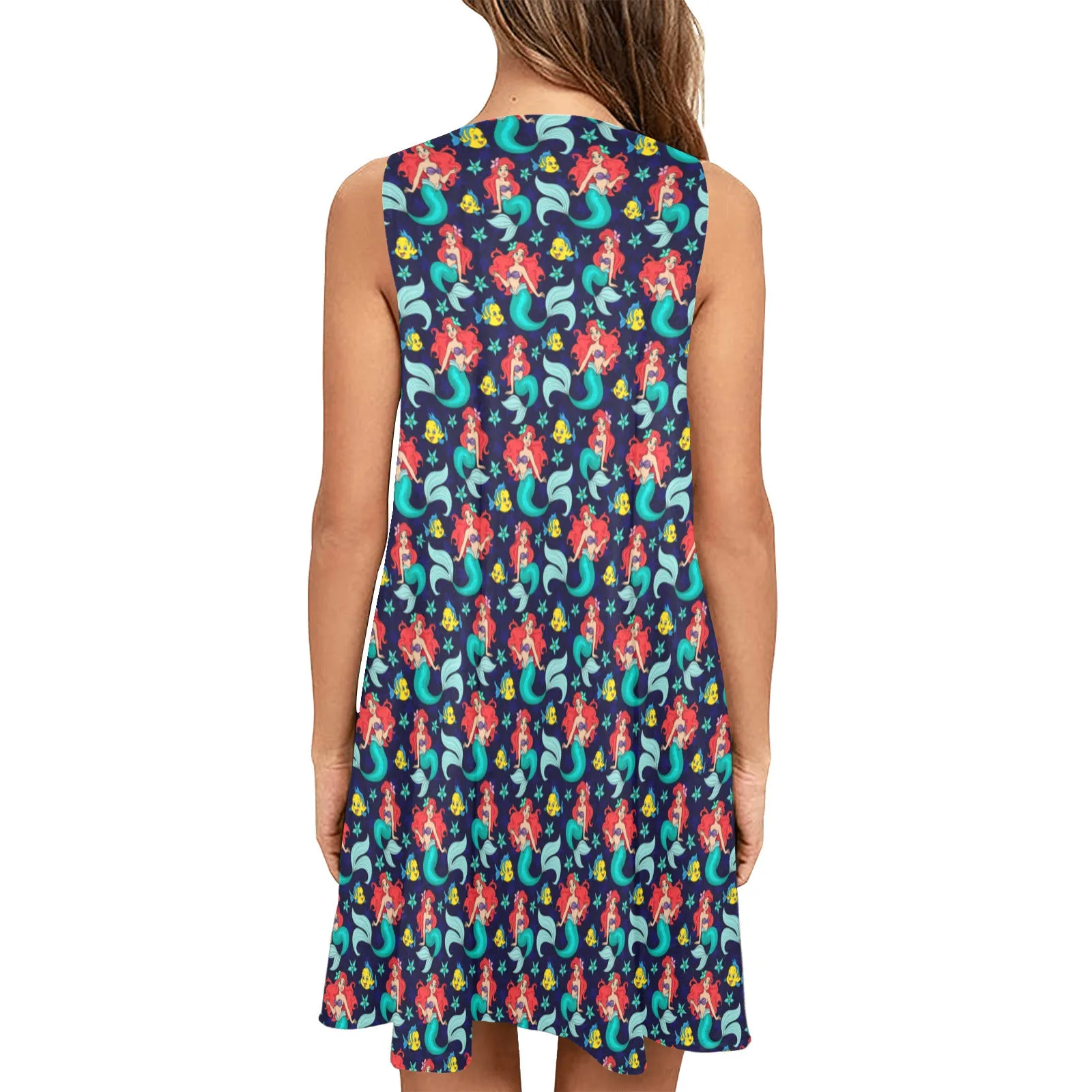 Disney Little Mermaid I Want To Be Where The People Are Sleeveless A-Line Pocket Dress