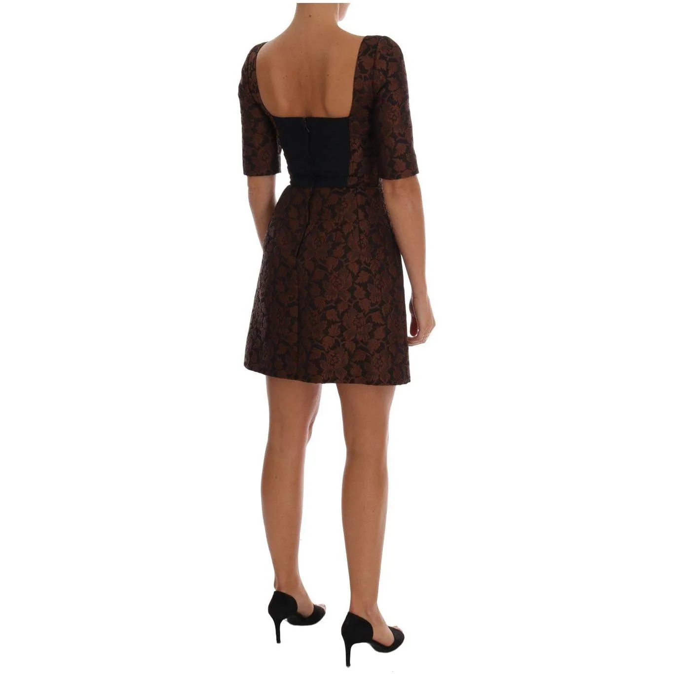 Dolce & Gabbana Chic Brown Mini Wool Blend Dress