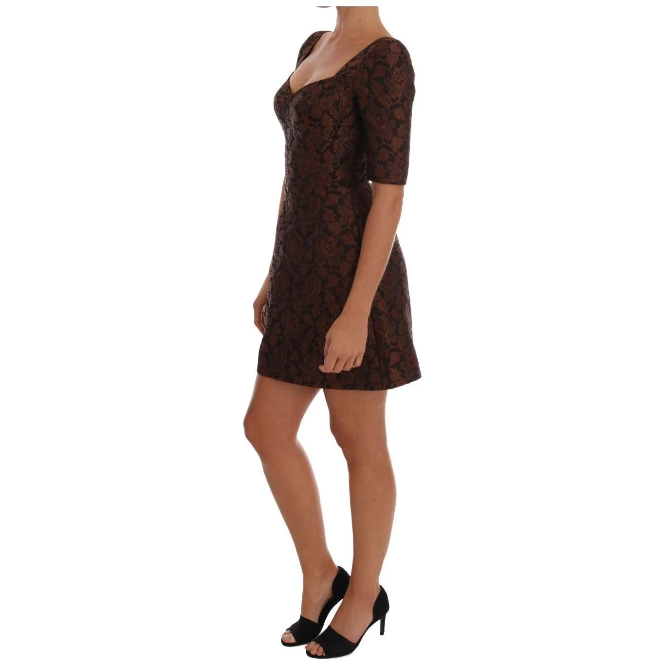 Dolce & Gabbana Chic Brown Mini Wool Blend Dress