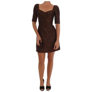 Dolce & Gabbana Chic Brown Mini Wool Blend Dress