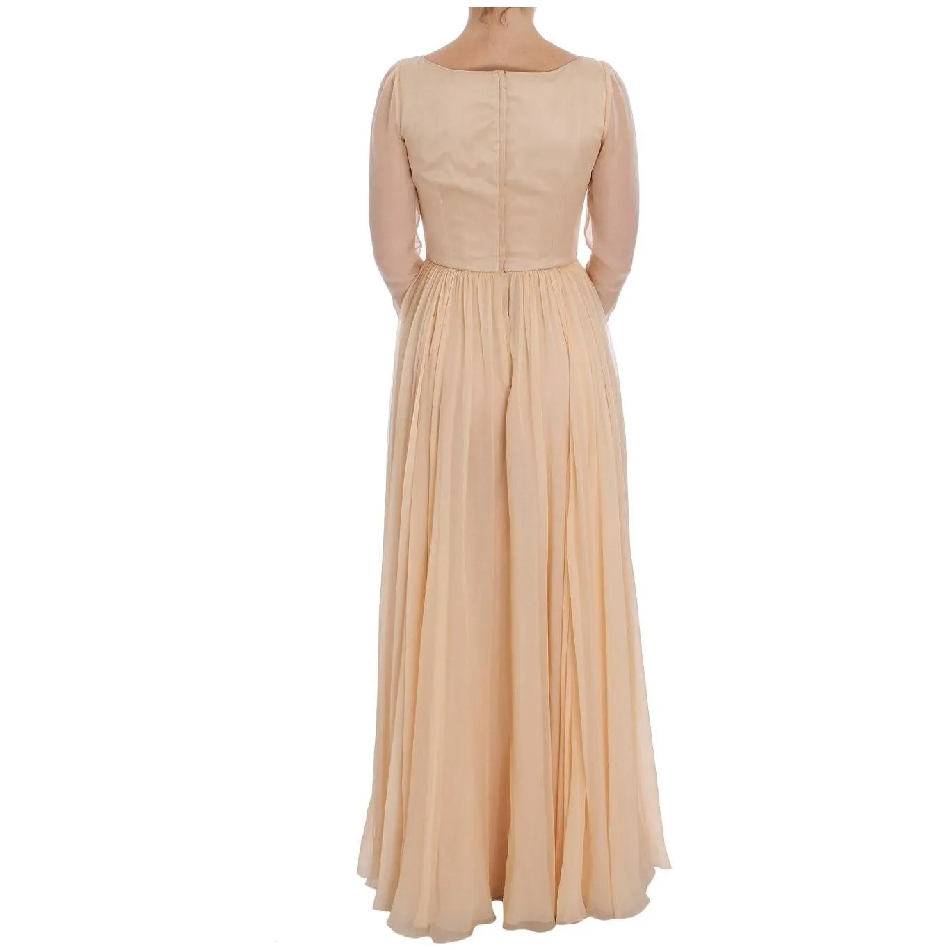 Dolce & Gabbana Elegant Beige Silk Full Length Sheath Dress