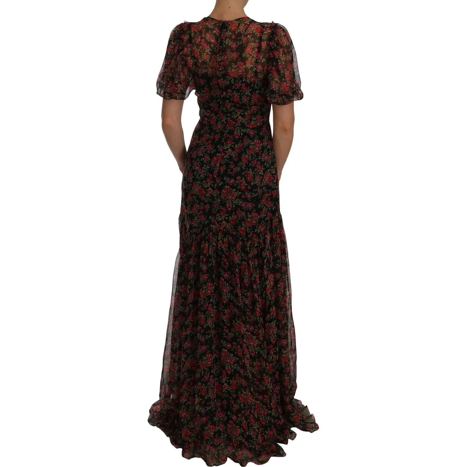 Dolce & Gabbana Elegant Floral A-Line Silk Dress