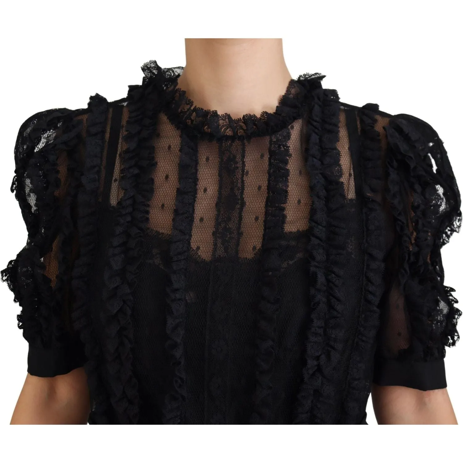 Dolce & Gabbana Elegant Lace Detailed A-Line Mini Dress