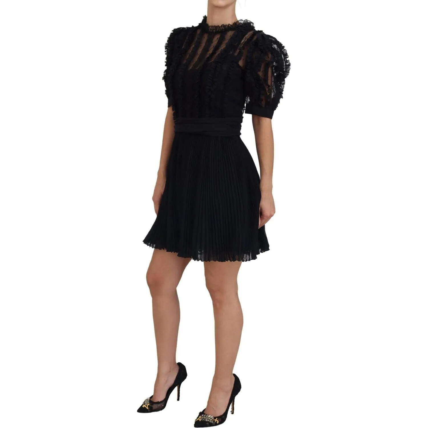 Dolce & Gabbana Elegant Lace Detailed A-Line Mini Dress