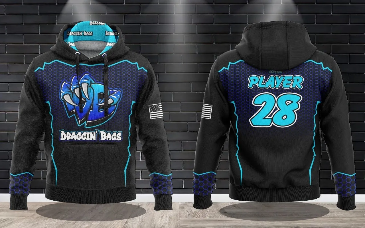 Draggin Bags Draggin Claw - Black Base Blue/UNC Blue Claw Performance Hooded Sweatshirt