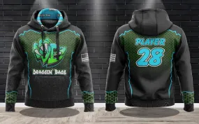 Draggin Bags Draggin Claw - Black Base Lime/UNC Blue Claw Performance Hooded Sweatshirt