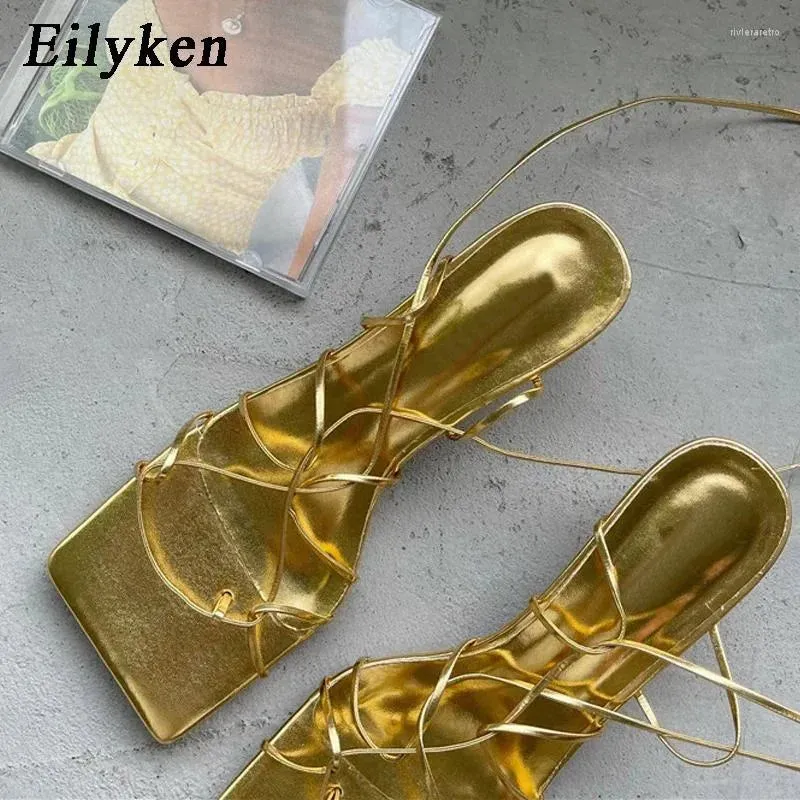 Dress Shoes Fashion Thin Low Heel Lace Up Rome Women Sandals Summer Gladiator Casual Narrow Band Ankle Strap Big Size 35-40