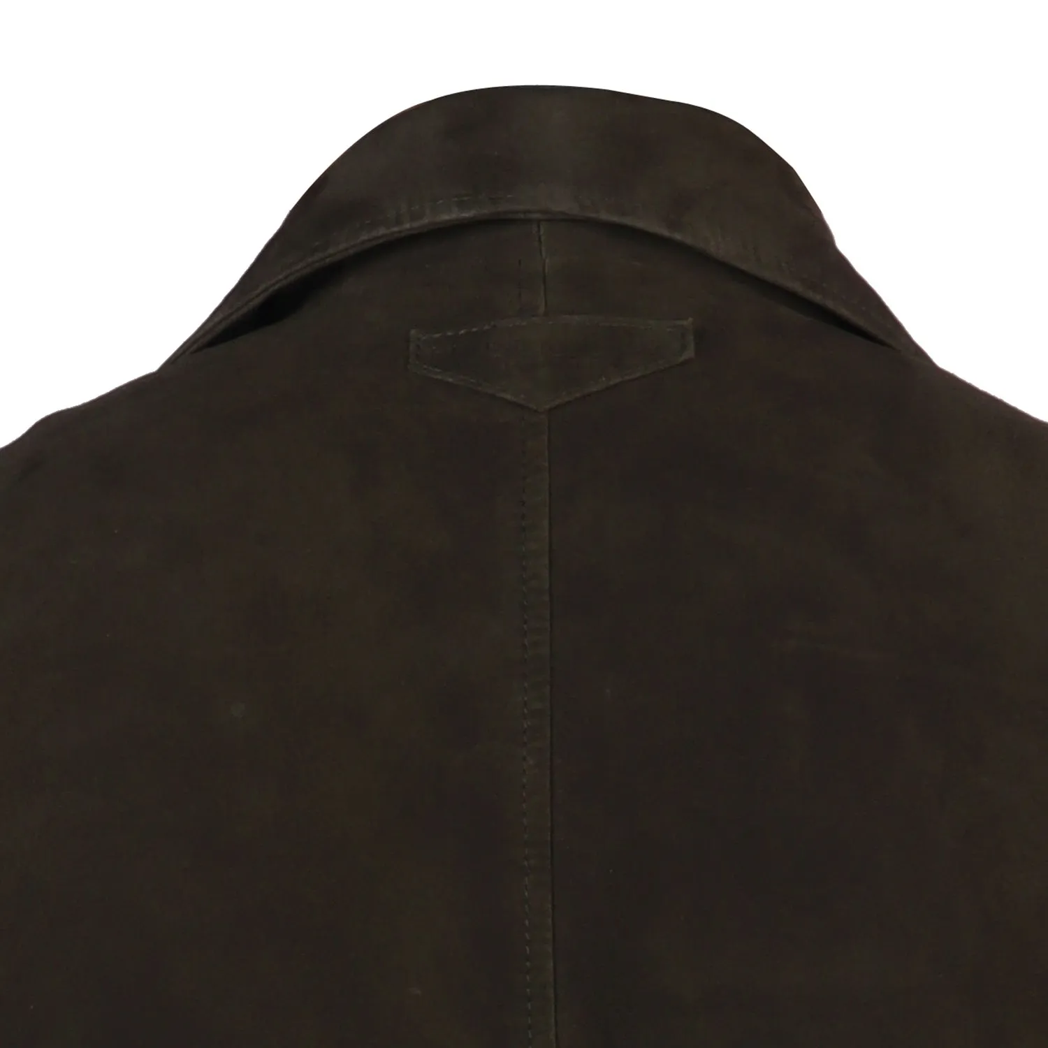 Dual Collar Bomber Olive Suede Leather Jacket For Men with Flap Pockets Button Closure By Brune And Bareskin