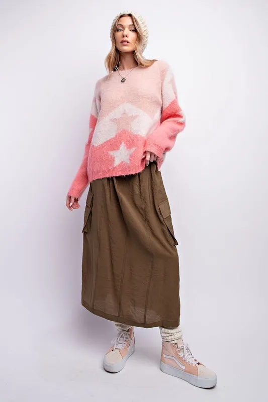 Easel Sweater & Stars Mohair Top - Blush Pink