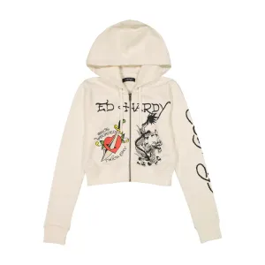 ED HARDY Dagger Heart Cropped Hoodie