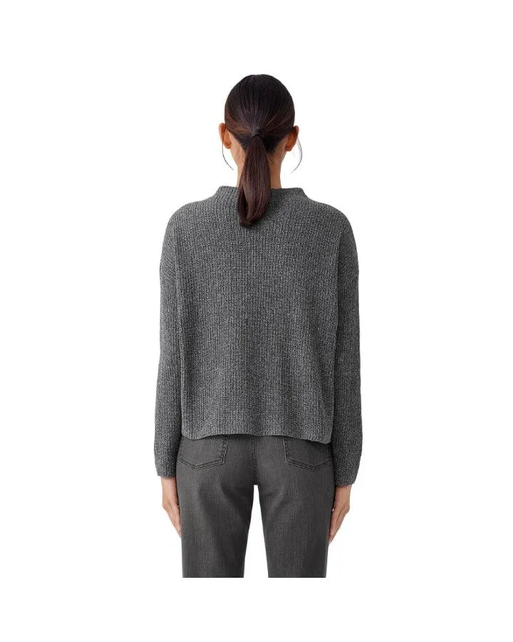 Eileen Fisher Silk Noil Funnel Neck Pullover