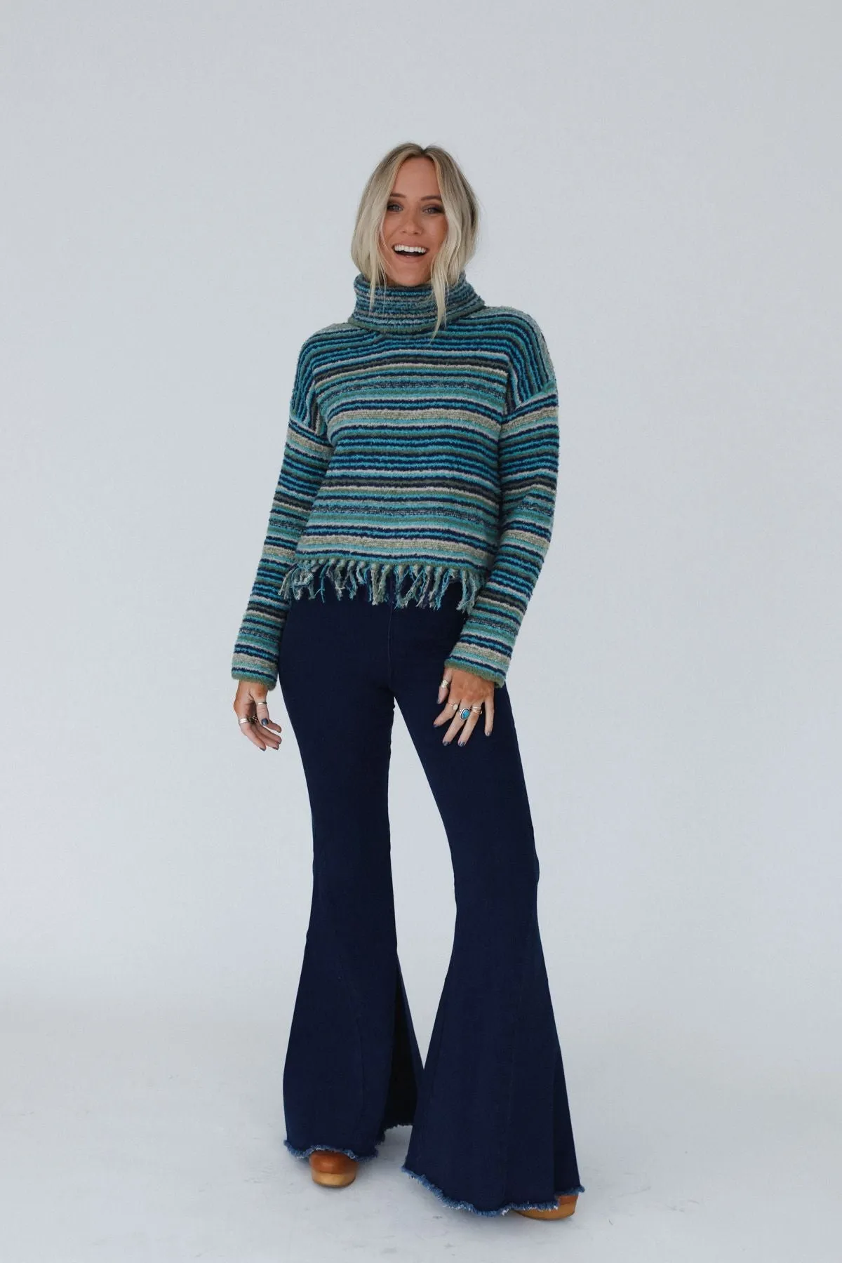 Ellis Fringe Sweater - Teal