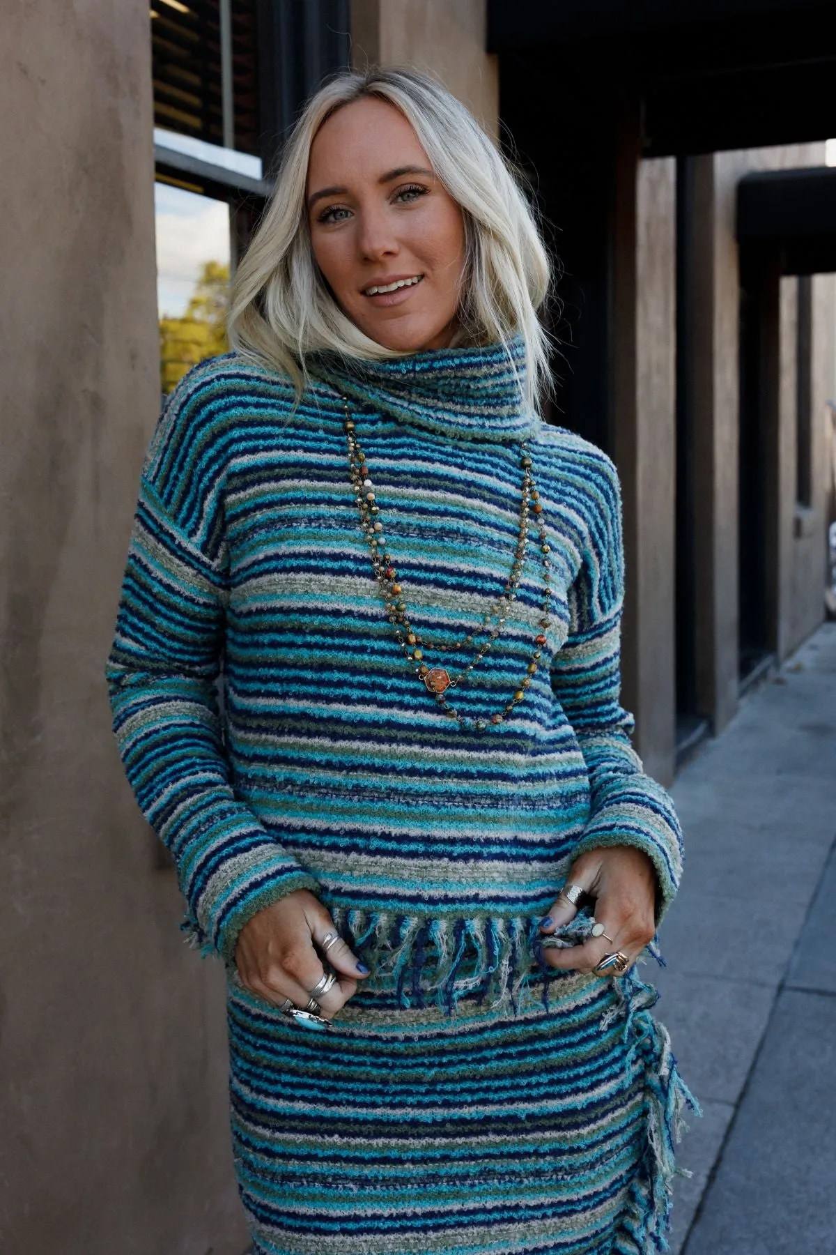 Ellis Fringe Sweater - Teal