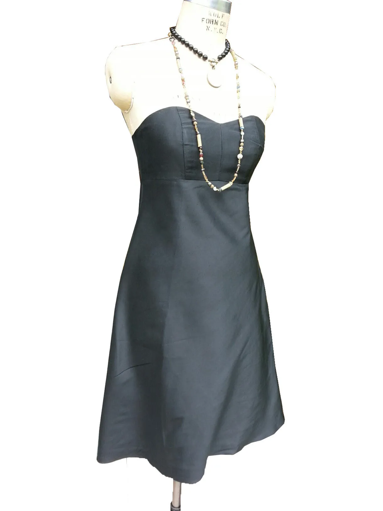 Empire Strapless Cocktail Dress Thai Silk Black