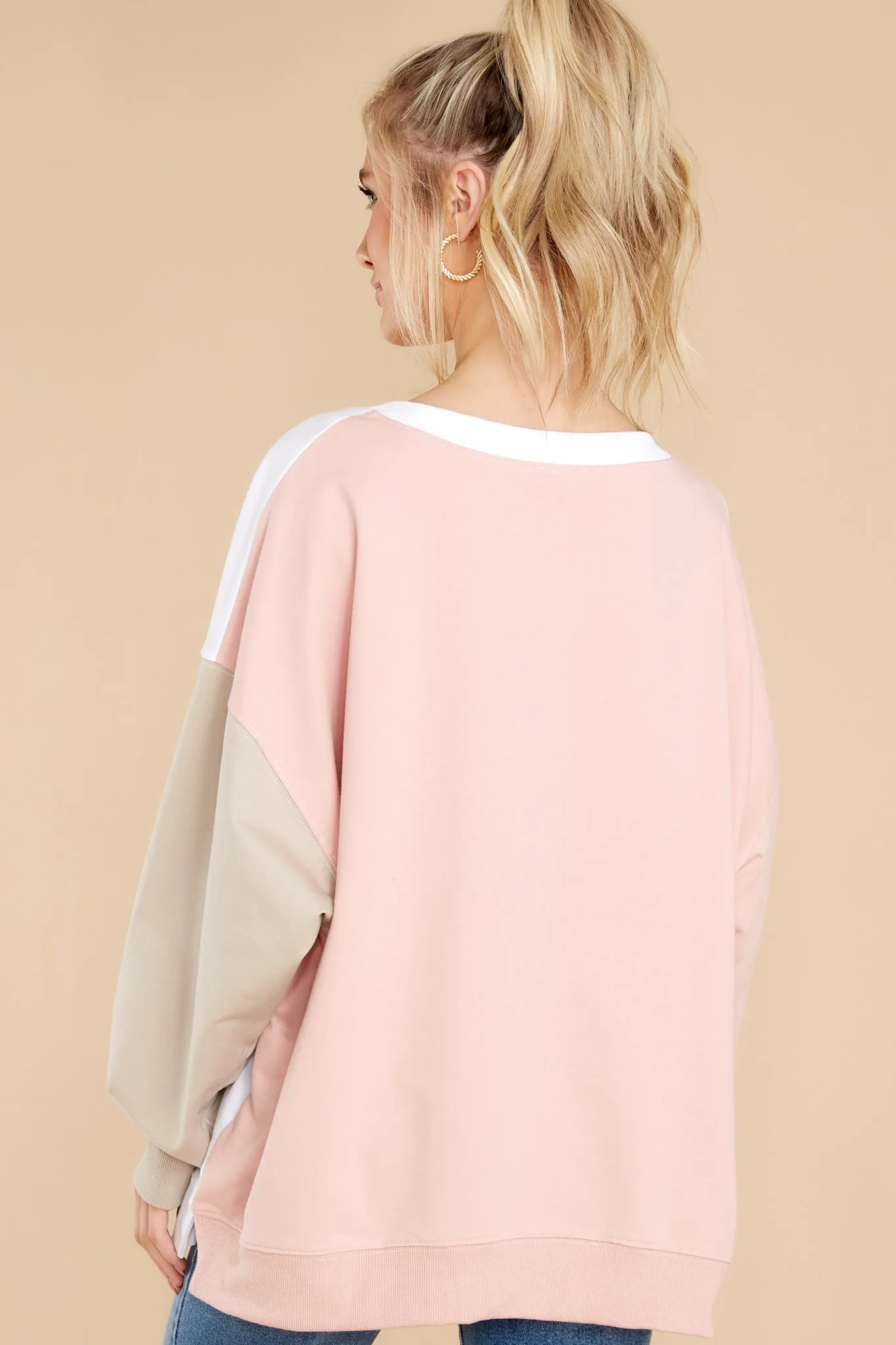 Energized Feeling Ivory Colorblock Sweatshirt