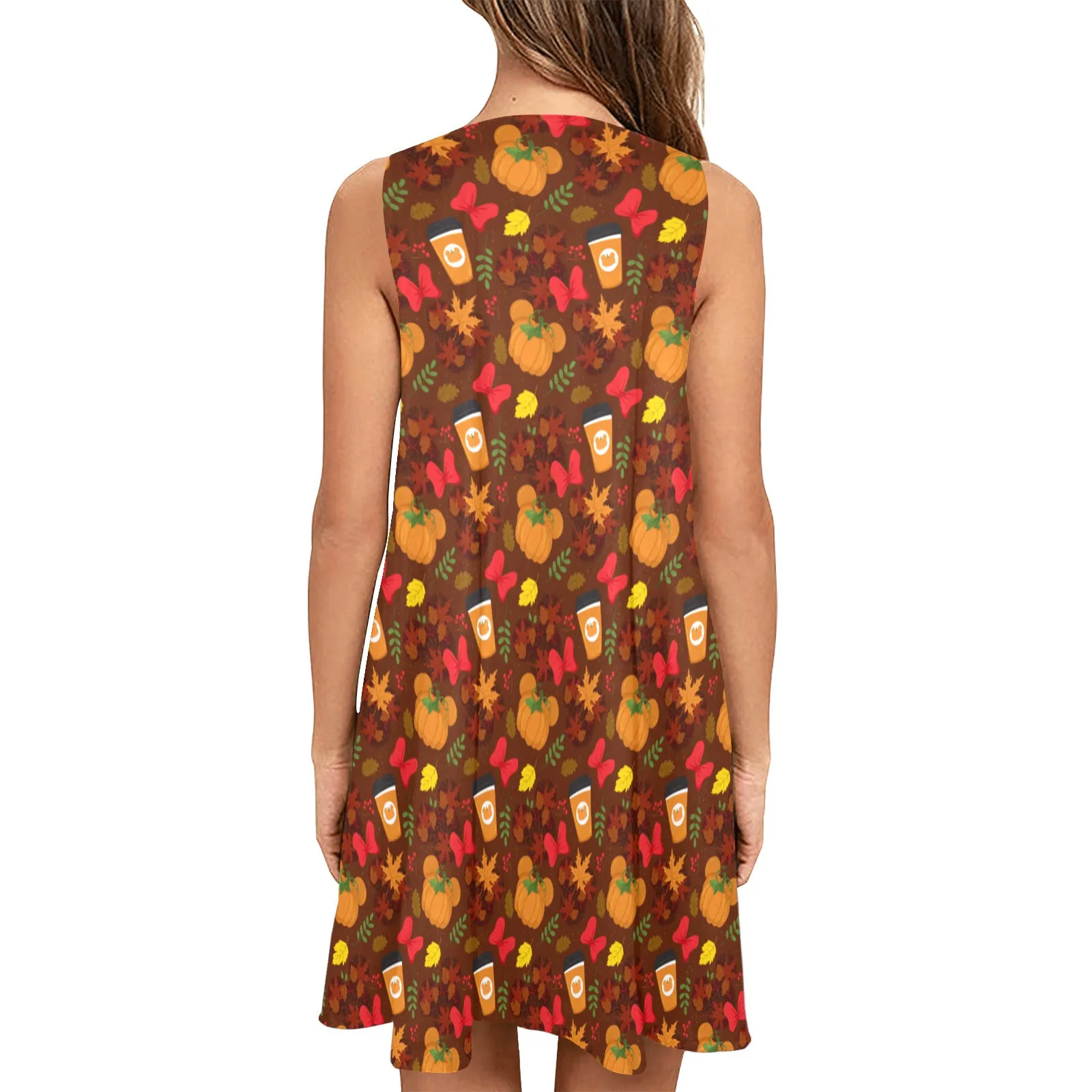 Fall Pumpkins Sleeveless A-Line Pocket Dress