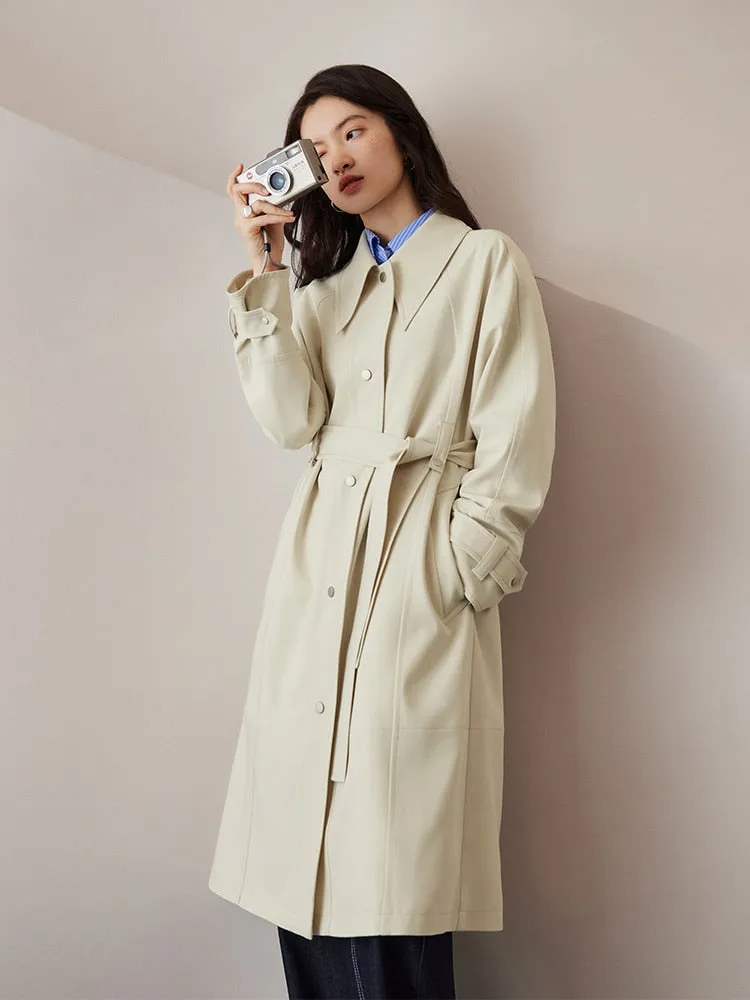 Fashionkova High-end Sense Commuting Trench Coat for Women Autumn Newly British Style Casual Mid-length Windbreak Coat for Female