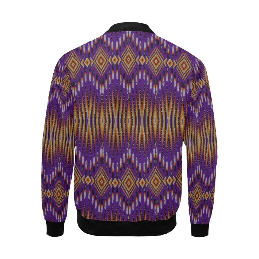 Fire Feather Purple All Over Print Bomber Jacket for Men