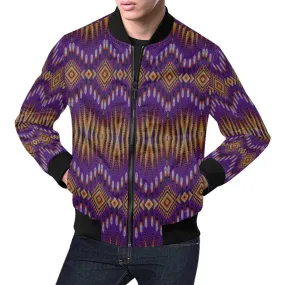 Fire Feather Purple All Over Print Bomber Jacket for Men