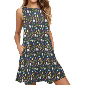 Food And Wine Sleeveless A-Line Pocket Dress