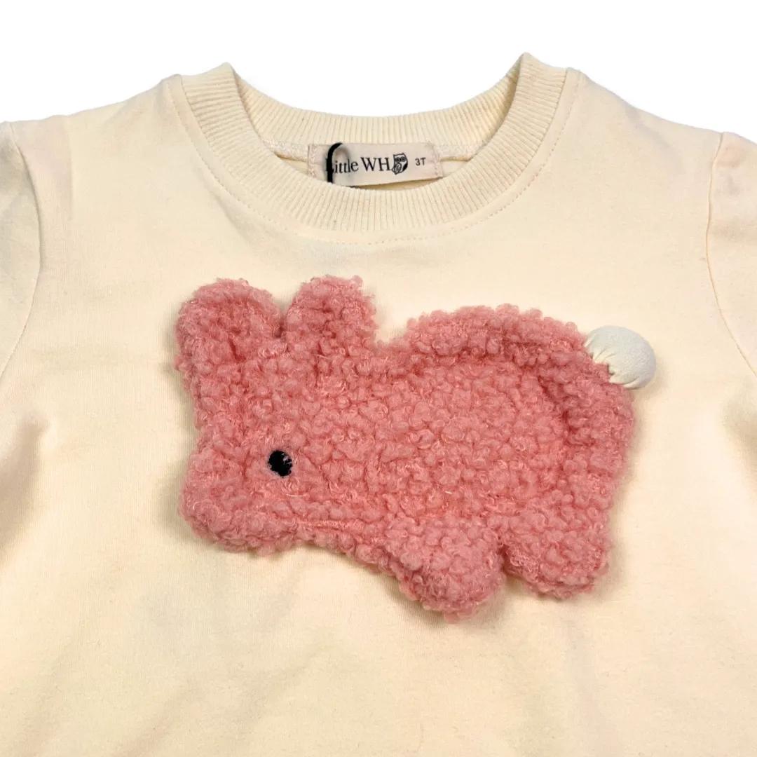 Fuzzy Bunny Patch Sweatshirt - Ivory