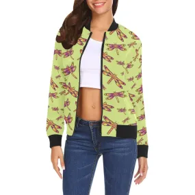 Gathering Lime Bomber Jacket for Women