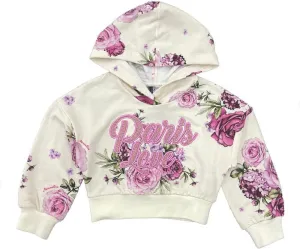 Girls Ivory & Pink Floral Hoodie