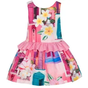 Girls Pink House Print Dress