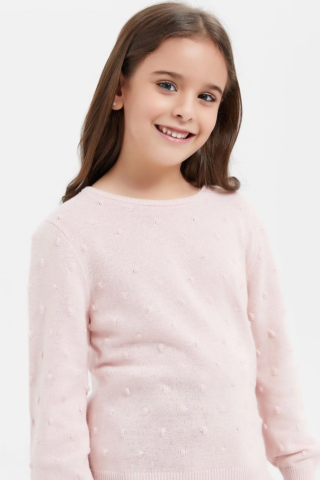 Girls Pink Knitted Pullover