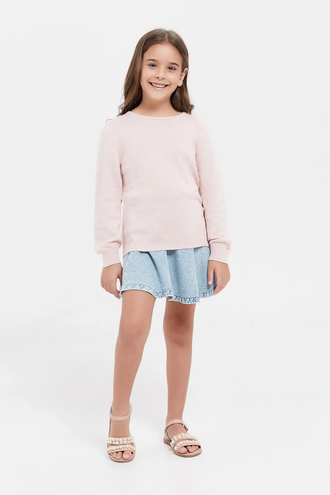 Girls Pink Knitted Pullover